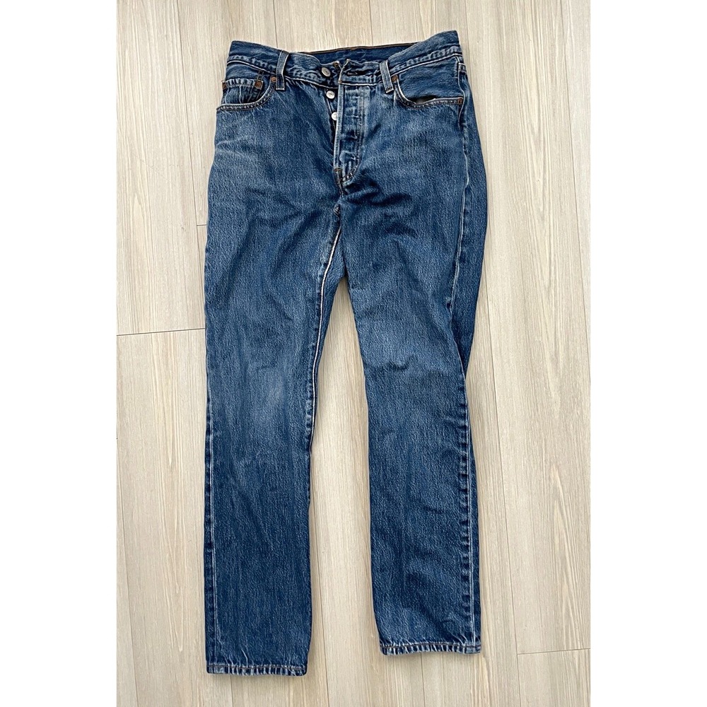 Levi's 501 Premium Blue Medium Wash Straight Jeans 32x29 Button Fly 90s Big e